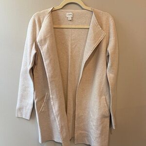 J. Crew Women's - long cardigan with pockets - heather oatmeal - 100% cotton